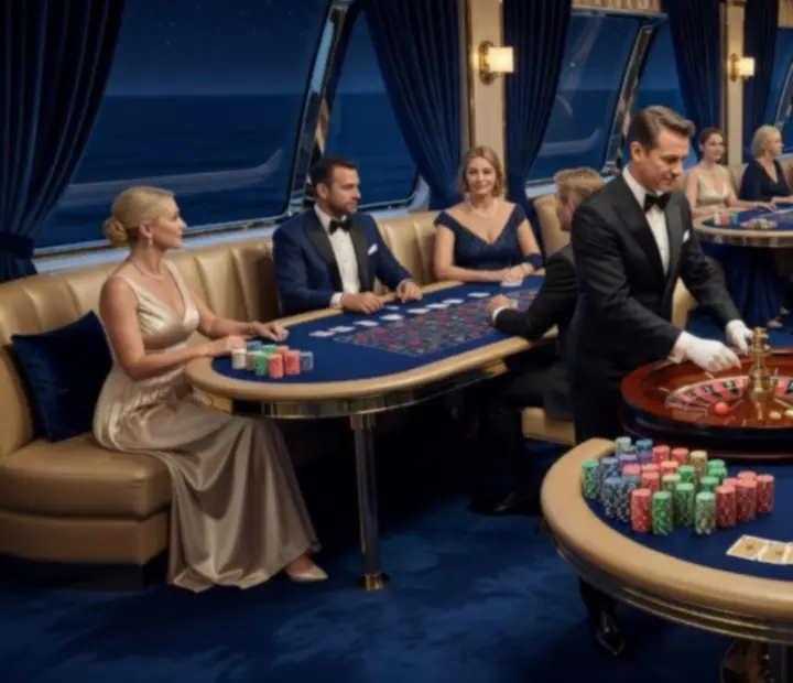 Elegancki stół pokerowy w kasynie pokładowym