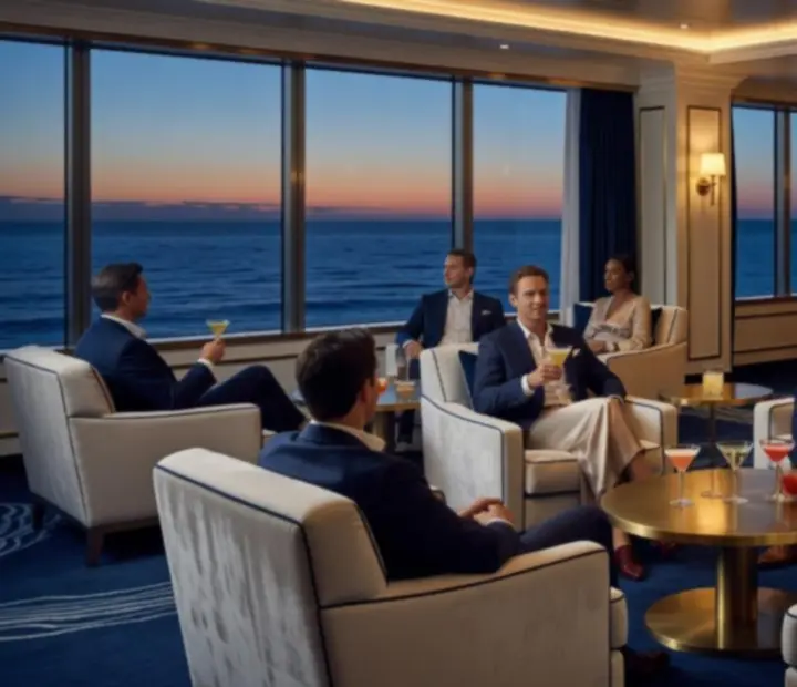 Wieczorny lounge bar z widokiem na ocean