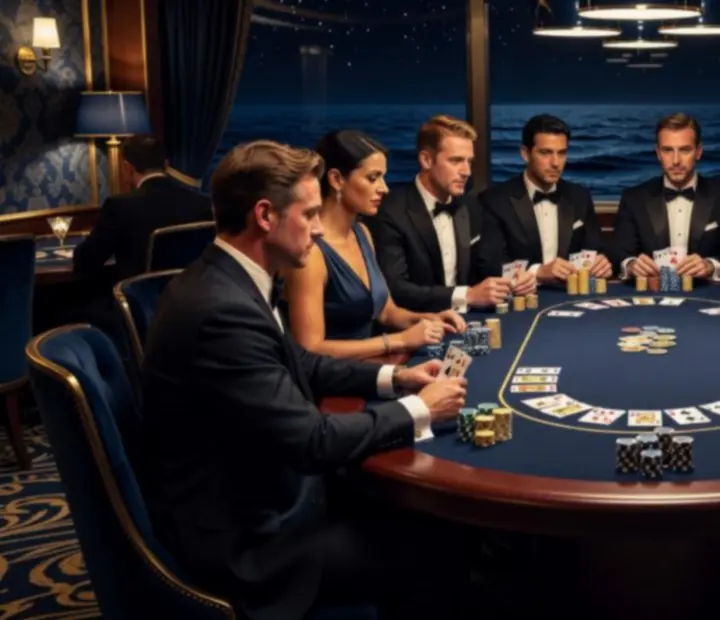 Turniej pokerowy w eleganckim kasynie pokładowym
