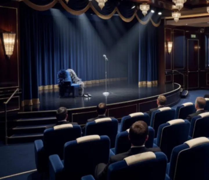 Teatr pokładowy podczas wieczornego spektaklu